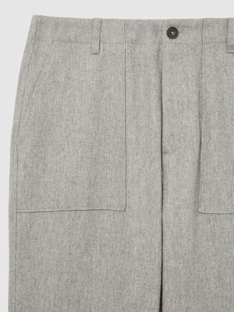 Reiss Soft Grey Chain Wool-Blend Relaxed-Fit Trousers - Image 6 of 6 Reiss Soft Grey Chain Wool-Blend Relaxed-Fit Trousers - Image 6 of 6