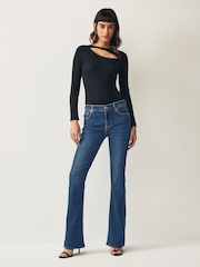 7 For All Mankind Dark Blue Bair Rinsed Bootcut Flare Jeans - Image 2 of 6