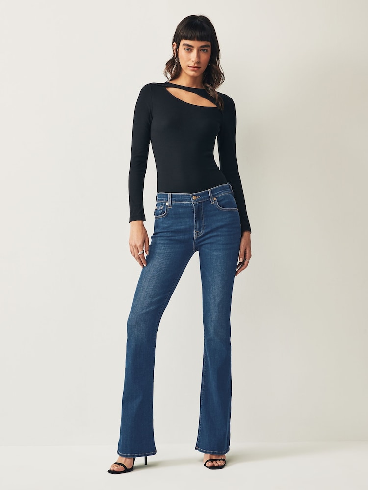 7 For All Mankind Dark Blue Bair Rinsed Bootcut Flare Jeans - Image 2 of 6