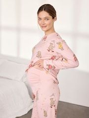 Chelsea Peers Pink Maternity Celestial Bear Print Long Pyjamas Set - Image 3 of 6