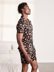 Chelsea Peers Blue Camo Leopard Print Short Pyjama Set - Image 3 of 6