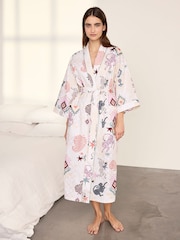 Chelsea Peers Natural Cotton Bohemian Leopard Print Kimono Dressing Gown - Image 2 of 8
