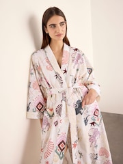 Chelsea Peers Natural Cotton Bohemian Leopard Print Kimono Dressing Gown - Image 4 of 8