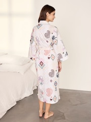 Chelsea Peers Natural Cotton Bohemian Leopard Print Kimono Dressing Gown - Image 6 of 8