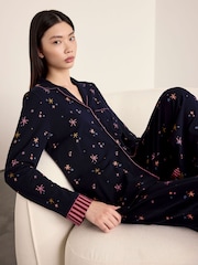 Chelsea Peers Blue Cotton Starlight Print Long Pyjama Set - Image 2 of 6