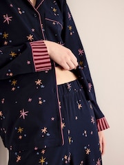 Chelsea Peers Blue Cotton Starlight Print Long Pyjama Set - Image 3 of 6