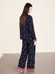 Chelsea Peers Blue Cotton Starlight Print Long Pyjama Set - Image 4 of 6