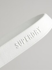 Superdry White Code Logo Pool Sliders - Image 1 of 4