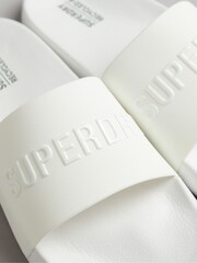 Superdry White Code Logo Pool Sliders - Image 2 of 4