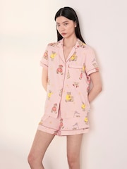 Chelsea Peers Pink Celestial Bear Print Short Pyjamas Set - Image 1 of 5
