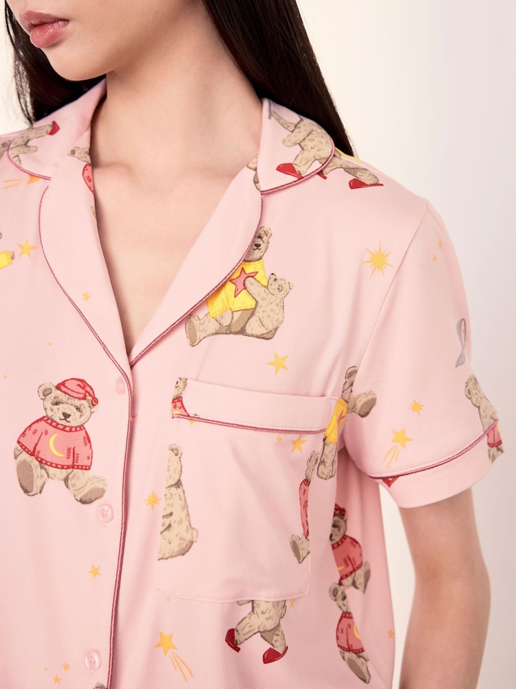 Chelsea Peers Pink Celestial Bear Print Short Pyjamas Set - Image 5 of 5