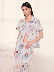 Chelsea Peers Natural Cotton Bohemian Leopard Print Long Pyjamas Set - Image 2 of 7