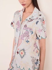 Chelsea Peers Natural Cotton Bohemian Leopard Print Long Pyjamas Set - Image 3 of 7