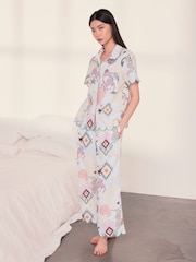 Chelsea Peers Natural Cotton Bohemian Leopard Print Long Pyjamas Set - Image 5 of 7