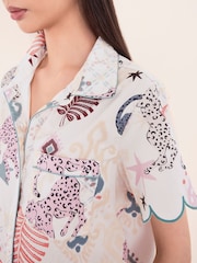 Chelsea Peers Natural Cotton Bohemian Leopard Print Long Pyjamas Set - Image 6 of 7