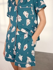 Chelsea Peers Teal Halloween Ghost Print Short Pyjamas Set - Image 6 of 6