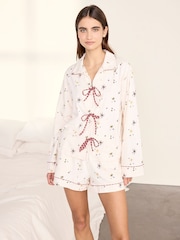 Chelsea Peers Natural Cotton Starlight Print Short Pyjama Set - Image 3 of 6