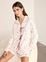 Chelsea Peers Natural Cotton Starlight Print Short Pyjama Set - Image 5 of 6