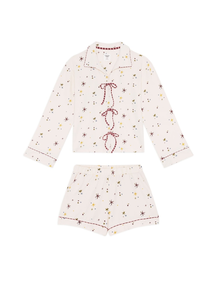 Chelsea Peers Natural Cotton Starlight Print Short Pyjama Set - Image 6 of 6 Chelsea Peers Natural Cotton Starlight Print Short Pyjama Set - Image 6 of 6