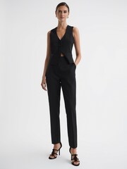 Reiss Black Alia Slim Fit Satin Stripe Suit Trousers - Image 3 of 5