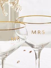Set of 2 Gold Est In Wedding Champagne Coupe Glasses - Image 3 of 6