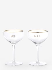 Set of 2 Gold Est In Wedding Champagne Coupe Glasses - Image 5 of 6