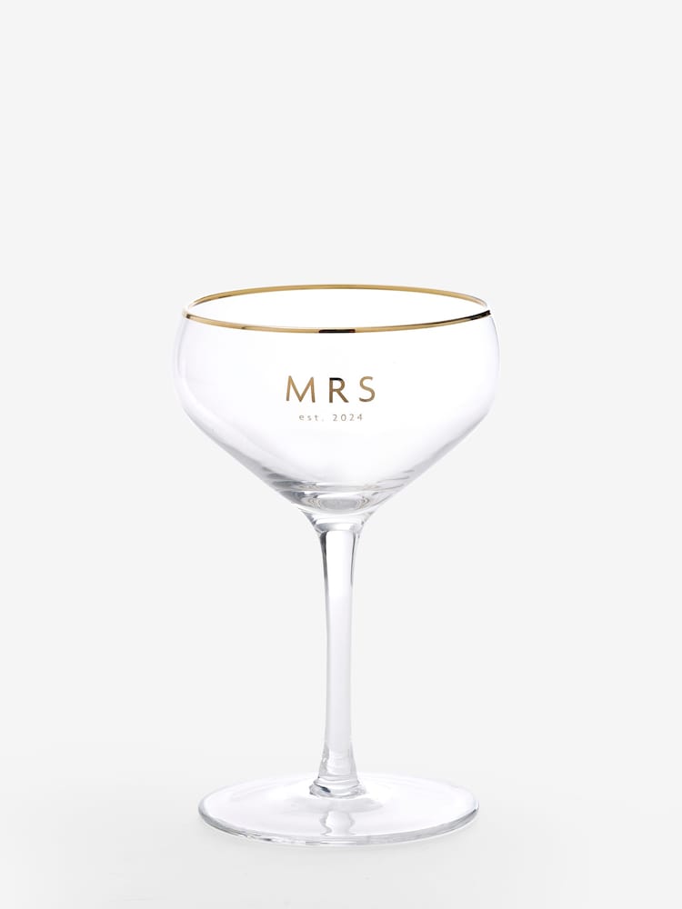 Set of 2 Gold Est In Wedding Champagne Coupe Glasses - Image 6 of 6