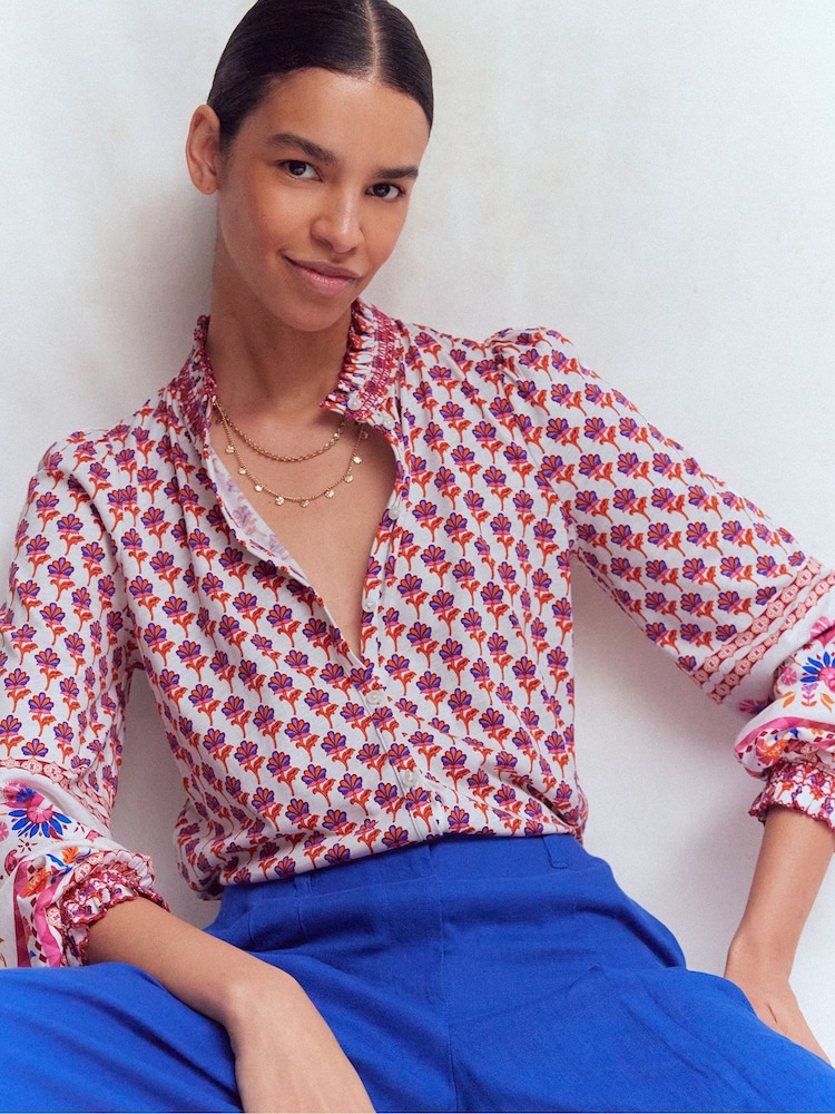 Boden Green Effie Smocked Detail Shirt - Image 6 of 6