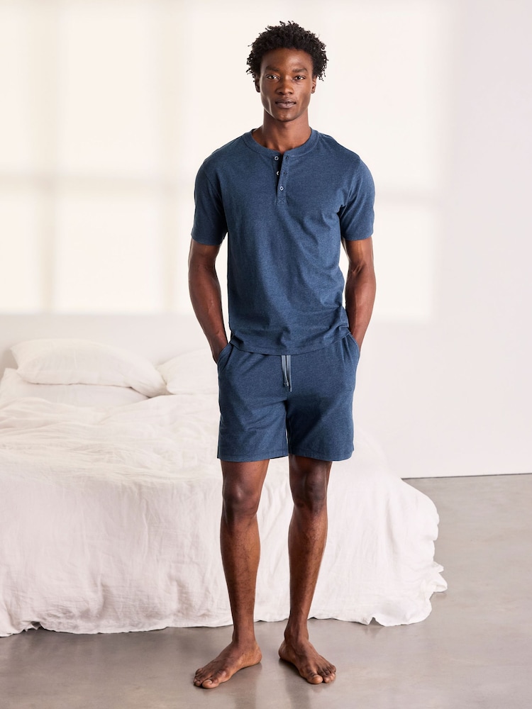 Chelsea Peers Blue Cotton Short Pyjamas Set - Image 1 of 7 Chelsea Peers Blue Cotton Short Pyjamas Set - Image 1 of 7