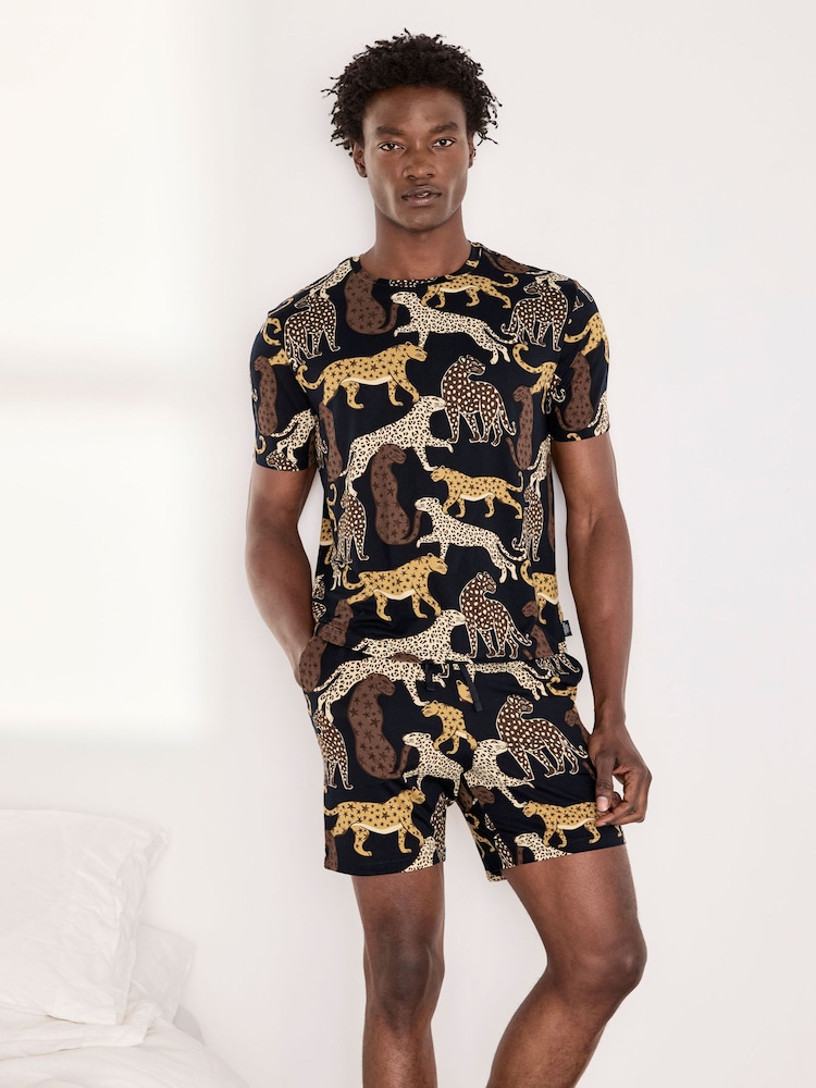 Chelsea Peers Starry Leopard Print Short Pyjama Set - Afbeelding 1 van 6