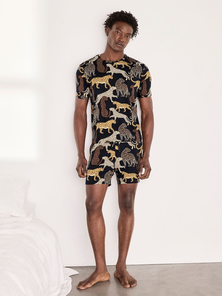 Chelsea Peers Starry Leopard Print Short Pyjama Set - Afbeelding 2 van 6