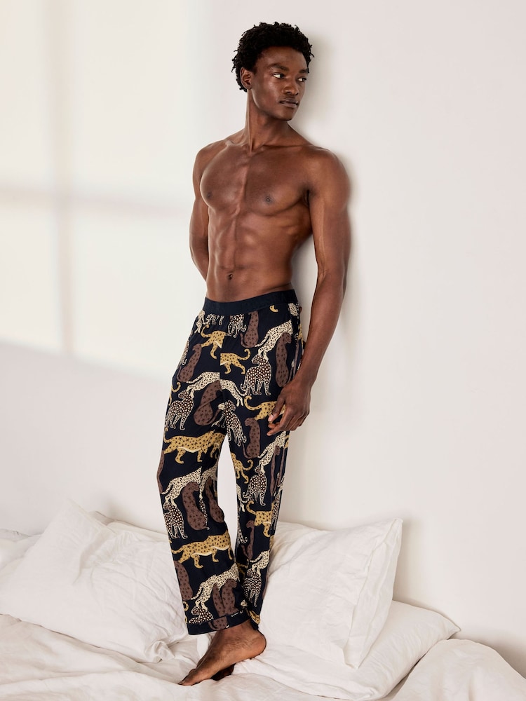 Chelsea Peers Starry Leopard Print Long Pyjama Bottoms - Afbeelding 1 van 5