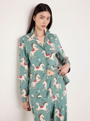 Conjunto de piyama larga de algodón con estampado de carrusel de caballos de Chelsea Peers - Imagen 3 de 7