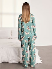 Chelsea Peers Green Maternity Cotton Carousel Horse Print Long Pyjama Set - Image 4 of 5