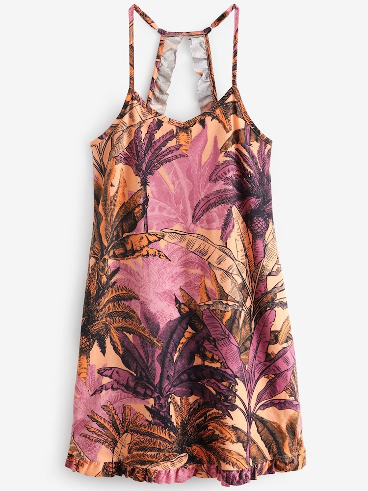 Purple/Orange Floral Cotton Slip Nightie - Image 6 of 6