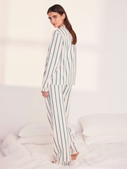 Conjunto de pijamas longo com babados e listrado de algodão Chelsea Peers - Imagem 4 de 7