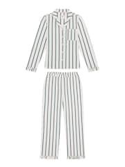 Conjunto de pijamas longo com babados e listrado de algodão Chelsea Peers - Imagem 7 de 7