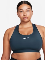 Nike Green Swoosh Medium Support Padded Sports Bra - Image 1 of 6