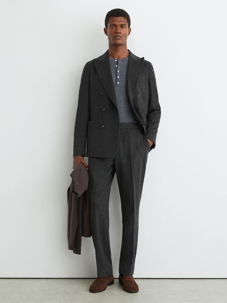 Gris de charbon de bois - Coupe sur mesure - Pantalon à cordon de serrage extensible Reiss Found - Image 1 sur 6