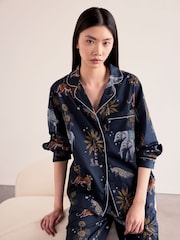 Chelsea Peers Blue Cotton Twilight Safari Print Long Pyjamas Set - Image 5 of 7