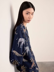 Chelsea Peers Blue Cotton Twilight Safari Print Long Pyjamas Set - Image 6 of 7