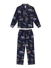 Chelsea Peers Blue Cotton Twilight Safari Print Long Pyjamas Set - Image 7 of 7