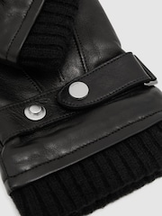 Reiss Mael Leather Ribbed-Cuff Gloves - 2суретінің 2 суреті