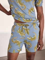 Chelsea Peers Blue Crocodile Lagoon Print Short Pyjamas Set - Image 3 of 6
