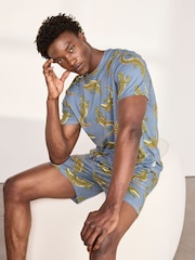 Chelsea Peers Blue Crocodile Lagoon Print Short Pyjamas Set - Image 6 of 6