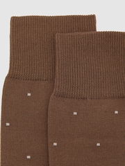 Reiss Camel Neutral Mario Spot Mercerised Cotton-Blend Polka-Dot Socks - Image 2 of 3