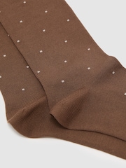 Reiss Camel Neutral Mario Spot Mercerised Cotton-Blend Polka-Dot Socks - Image 3 of 3