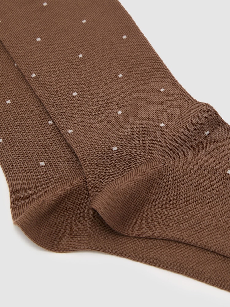 Reiss Camel Neutral Mario Spot Mercerised Cotton-Blend Polka-Dot Socks - Image 3 of 3