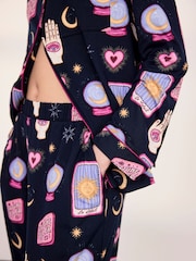 Chelsea Peers Blue Petite Halloween Fortune Teller Print Long Pyjama Set - Image 5 of 5