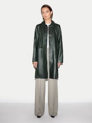 Jigsaw Green Leather Knee Length Coat - Image 1 of 6